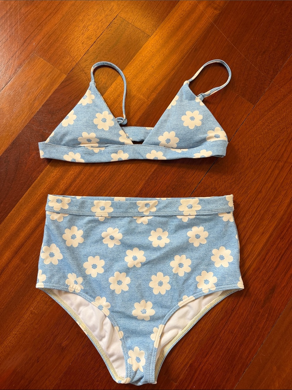 Billabong Light Blue Floral Girls high waist Two-Piece Swim Set